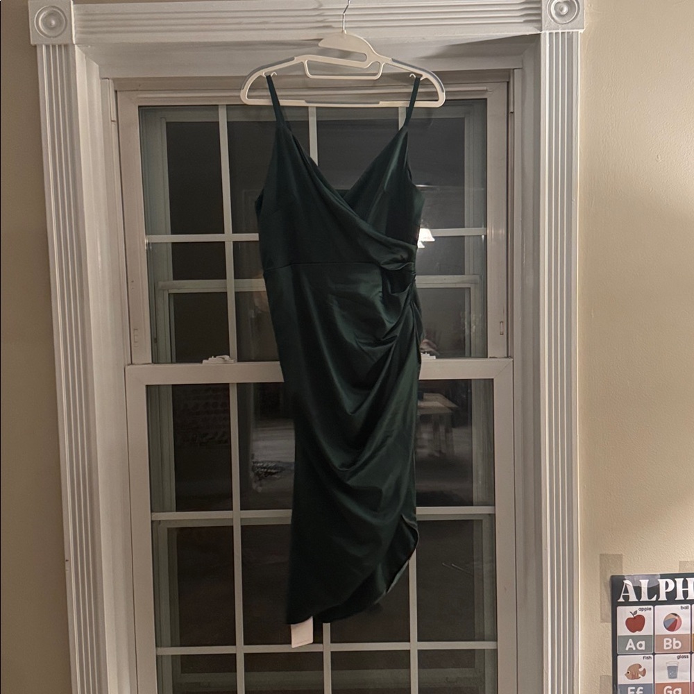 SHEIN Dark Green Satin Dress